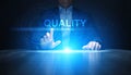 Quality control, assurance, industry standards concept on virtual screen. Royalty Free Stock Photo