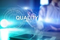 Quality control check box. Guarantee Assurance. Standards, ISO. Business and technology concept. Royalty Free Stock Photo