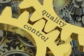 Quality control concept on the gearwheels, 3D rendering Royalty Free Stock Photo