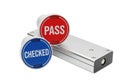 Quality control device marking Pass and Checked for inspections teams Royalty Free Stock Photo