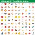 100 quality control icons set, cartoon style Royalty Free Stock Photo