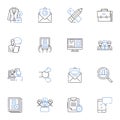 Quality control inspector line icons collection. Accuracy, Attention, Audit, Calibration, Compliance, Defective