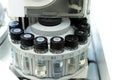 Quality Control Laboratory medicine. Chromatograph operation. Bo Royalty Free Stock Photo