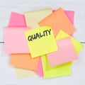Quality control management success business concept successful desk note paper
