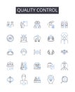 Quality control line icons collection. Risk management, Project planning, Employee training, Sales strategy, Product