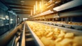 Quality control at a potato chip manufacturing plant. Royalty Free Stock Photo