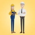 Quality control, production inspection. A civil engineer tells a female inspector about the work done. Royalty Free Stock Photo