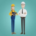 Quality control, production inspection. A civil engineer tells a female inspector about the work done. Royalty Free Stock Photo