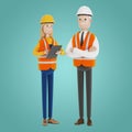 Quality control, production inspection. A civil engineer tells a female inspector about the work done. Royalty Free Stock Photo