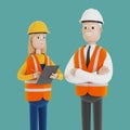 Quality control, production inspection. A civil engineer tells a female inspector about the work done. Royalty Free Stock Photo