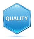 Quality crystal blue hexagon button Royalty Free Stock Photo