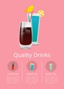 Quality Drinks Promo Poster with Cocktail of Vodka