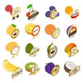 Quality fruit icons set, isometric style Royalty Free Stock Photo