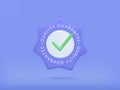 Quality guarantee ribbon icon with check mark on blue background. Rosette Stamp Icon Vector Design Template. 3d medal Royalty Free Stock Photo