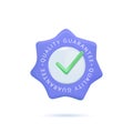 Quality guarantee ribbon icon with check mark. Rosette Stamp Icon Vector Design Template. 3d medal quality rating Royalty Free Stock Photo