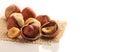 Fresh roasted hazelnuts on the table