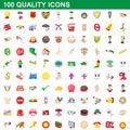 100 quality icons set, cartoon style Royalty Free Stock Photo