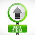 quality is the key arrow road sign concept Royalty Free Stock Photo