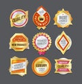 Quality Label Badge Best Set. Premium Mark Seller Certificate Stamp Design. Award Symbol Gold Element Collection Luxury Royalty Free Stock Photo