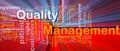 Quality management background concept glowing