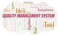 Quality Management System typography vector word cloud. Royalty Free Stock Photo