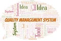 Quality Management System typography vector word cloud. Royalty Free Stock Photo
