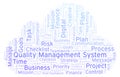 Quality Management System word cloud, made with text only. Royalty Free Stock Photo