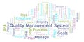 Quality Management System word cloud, made with text only Royalty Free Stock Photo