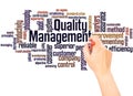 Quality Management word cloud hand writing concept Royalty Free Stock Photo