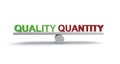 Quality quantity balance on white Royalty Free Stock Photo