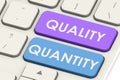 Quality and quantity word on white keyboard Royalty Free Stock Photo