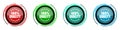 Quality round glossy vector icons, set of buttons for webdesign, internet and mobile phone applications in four colors options