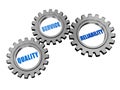 Quality, service, reliability in silver grey gears Royalty Free Stock Photo