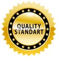 Quality standart, golden badge, vector illustration Royalty Free Stock Photo