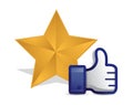 Quality star review thumb up