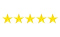 Quality stars rating. Customer review with gold star icon. 5 stars assessment of customer in flat style. Feedback concept. Quality