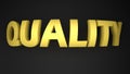 QUALITY yellow write on black background - 3D rendering illustration