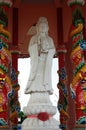 Quan Yin white jade statue in Kuan Yin Shrine of koh loi temple for thai people and foreign travelers travel visit and respect Royalty Free Stock Photo