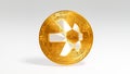 quant cryptocurrency, qnt sign and logo on golden coin with white background, token 3d rendering