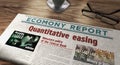 Quantitative easing crisis and inflation newspaper on table