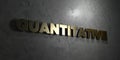 Quantitative - Gold text on black background - 3D rendered royalty free stock picture