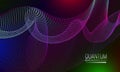 Quantum background design with iridescent dots and lines abstraction. Futuristic banner template Royalty Free Stock Photo