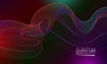 Quantum background design with multicoloured dots and lines stream. Futuristic banner template