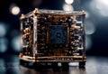 quantum background front computer black server ai personal number machine matrix central