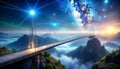 Quantum Bridge Connecting Parallel Dimensions Royalty Free Stock Photo