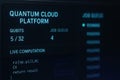 Quantum Cloud Platform Display with Qubits and Job Queue Status for Advanced Computing Royalty Free Stock Photo