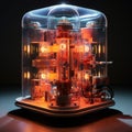 Quantum computer. Abstract quantum computing circuit with futuristic design.