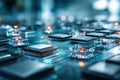 Quantum Computer Chips Illuminate a Clean Environment Showcasing Advanced Technology in Action Royalty Free Stock Photo