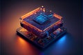 quantum computer. Circuit board. Electronic computer hardware technology. Royalty Free Stock Photo