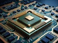 Quantum computer concept with CPU Processor quantum qubit intelligent computing generative AI Royalty Free Stock Photo